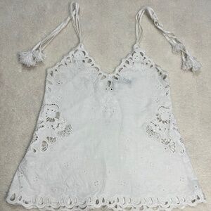 Theory white linen floral top size p